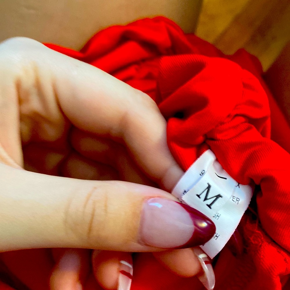 Women’s red halter top dress with scrunching on the sides